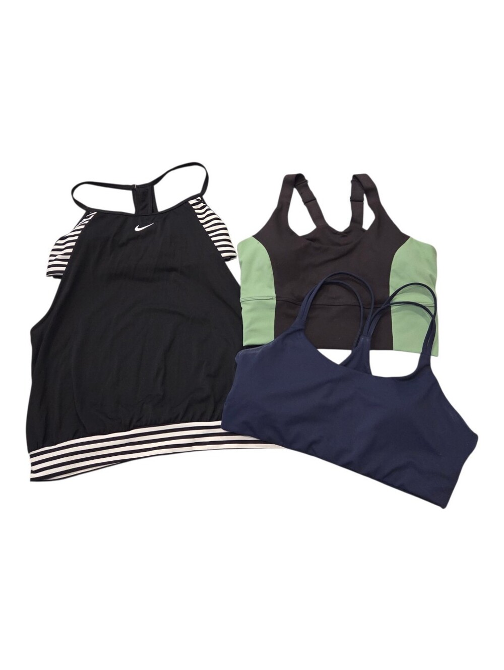Fabletics Strappy Racerback Bra, longline bra with full coverage, Nike Tank Sz M
